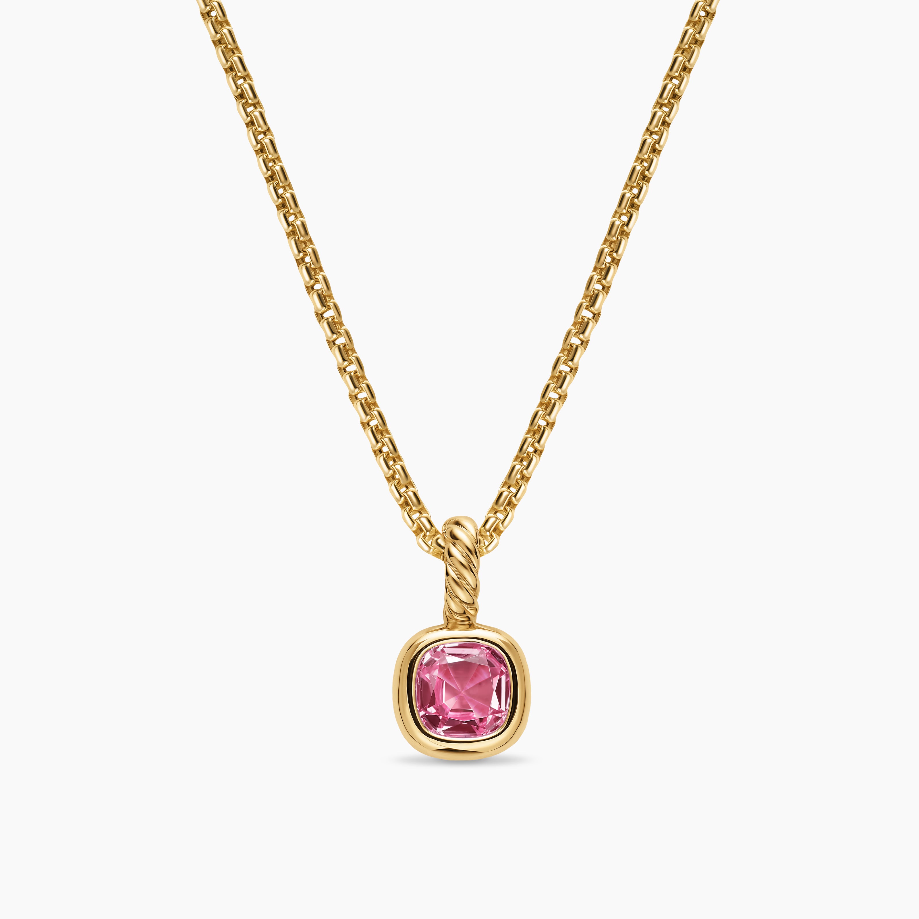 Mini amulette taille coussin en or jaune 18 carats avec tourmaline rose, 5,5 mm femmes 