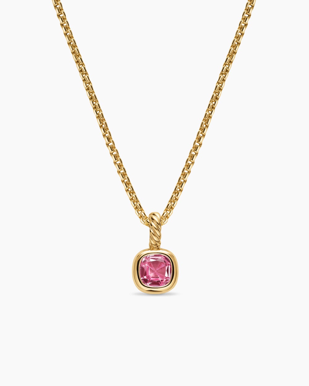 Mini amulette taille coussin en or jaune 18 carats avec tourmaline rose, 5,5 mm femmes