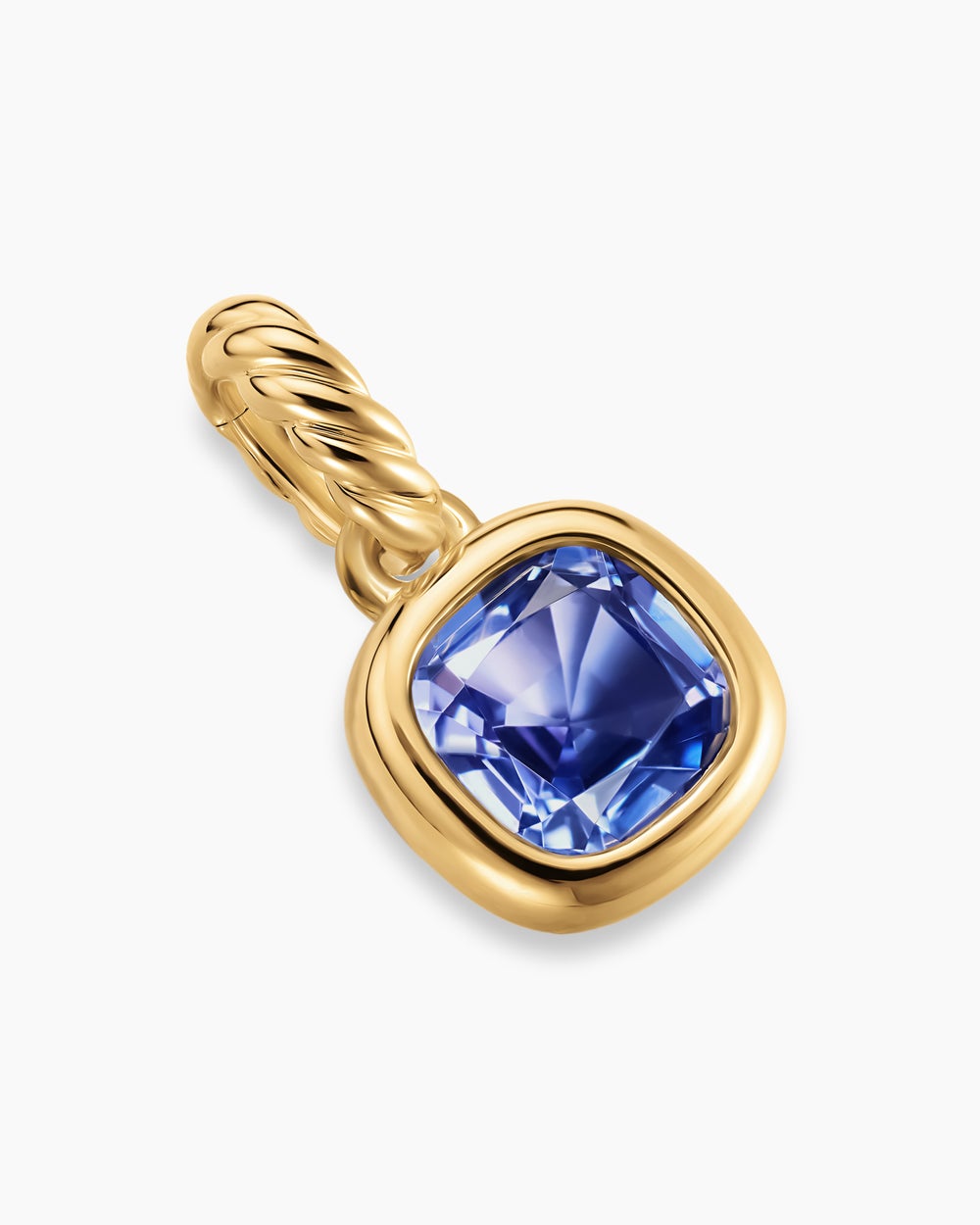 Womens Mini Cushion Cut Amulet in 18K Yellow Gold with Tanzanite, 5.5mm
