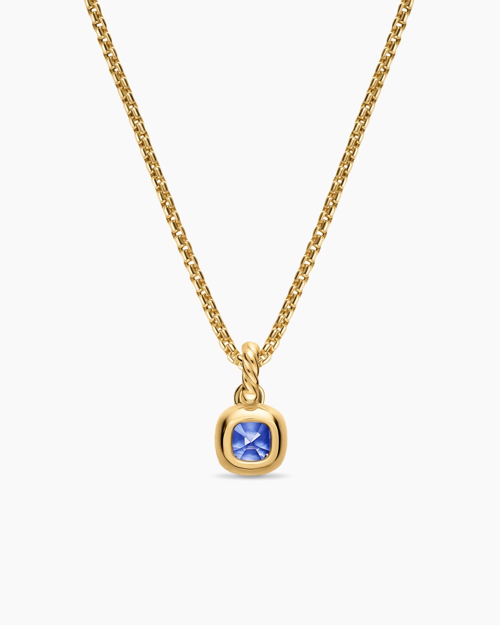 Womens Mini Cushion Cut Amulet in 18K Yellow Gold with Tanzanite, 5.5mm