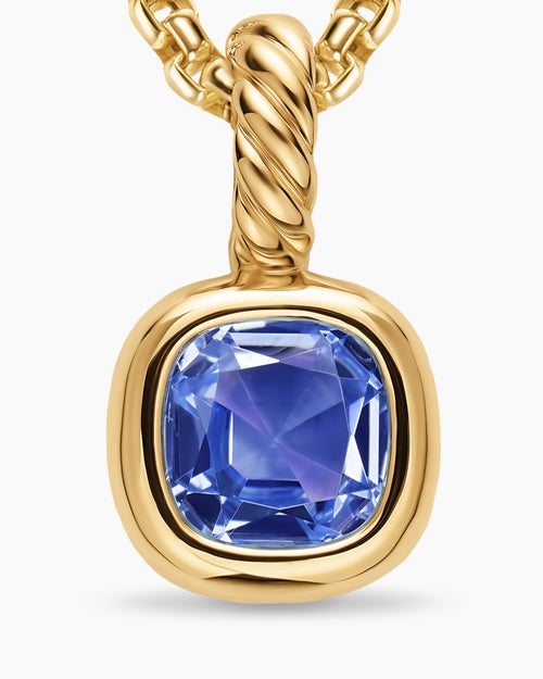 Womens Mini Cushion Cut Amulet in 18K Yellow Gold with Tanzanite, 5.5mm