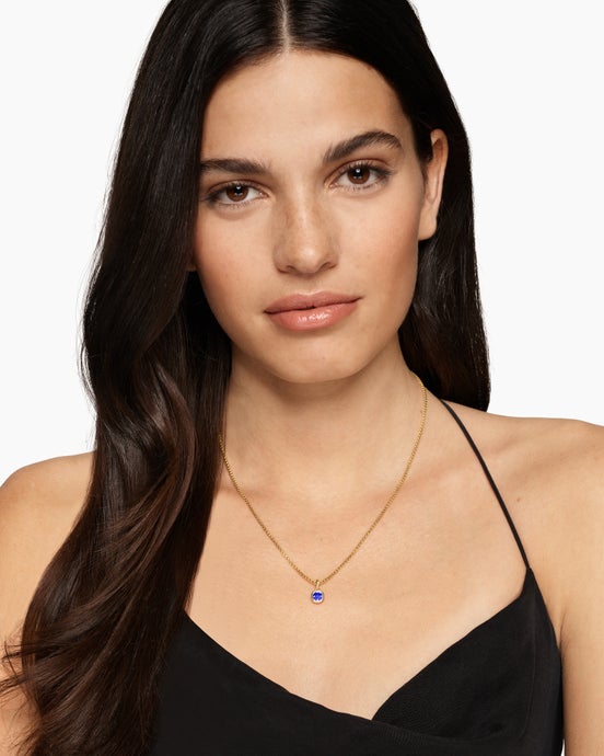 Mini Cushion Cut Amulet in 18K Yellow Gold with Tanzanite, 5.5mm