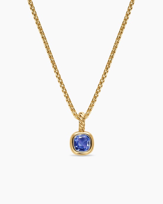 Mini Cushion Cut Amulet in 18K Yellow Gold with Tanzanite, 5.5mm