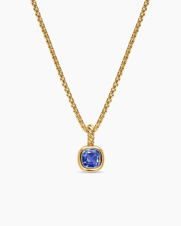 Mini Cushion Cut Amulet in 18K Yellow Gold with Tanzanite, 5.5mm