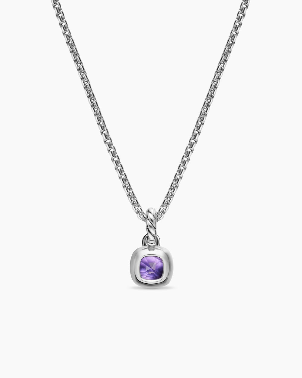Mini amulette taille coussin en argent sterling avec or jaune 14 carats et améthyste, 5,5 mm femmes
