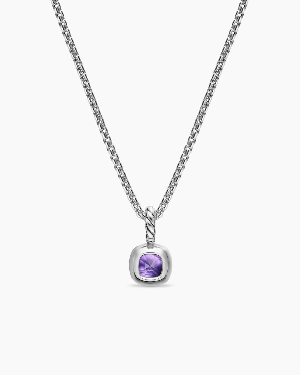 Mini amulette taille coussin en argent sterling avec or jaune 14 carats et améthyste, 5,5 mm femmes