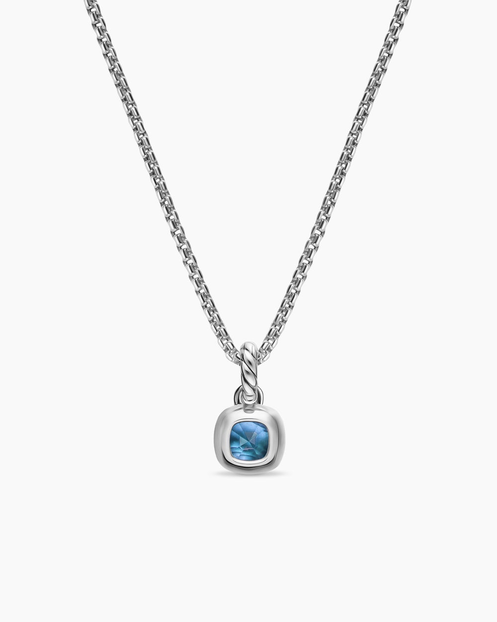 Mini amulette taille coussin en argent sterling avec or jaune 14 carats et topaze bleu Hampton, 5,5 mm femmes