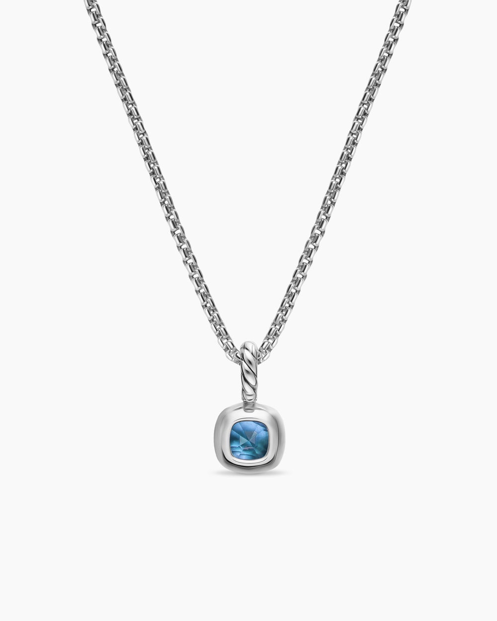 Mini amulette taille coussin en argent sterling avec or jaune 14 carats et topaze bleu Hampton, 5,5 mm femmes