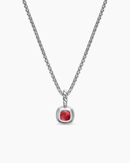 Womens Mini Cushion Cut Amulet in Sterling Silver with 14K Yellow Gold and Rhodolite Garnet, 5.5mm