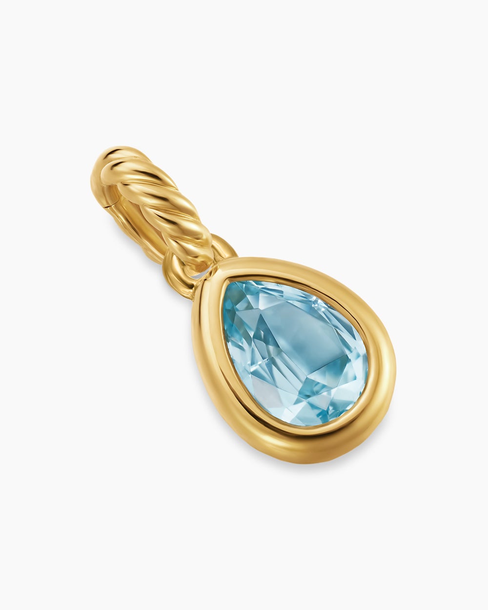 Womens Mini Pear Cut Amulet in 18K Yellow Gold with Sky Blue Topaz, 11mm
