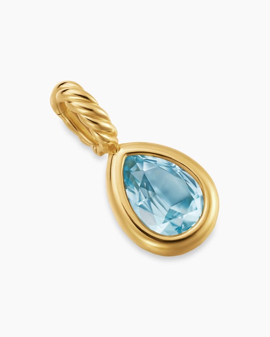 Mini Pear Cut Amulet in 18K Yellow Gold with Sky Blue Topaz, 11mm