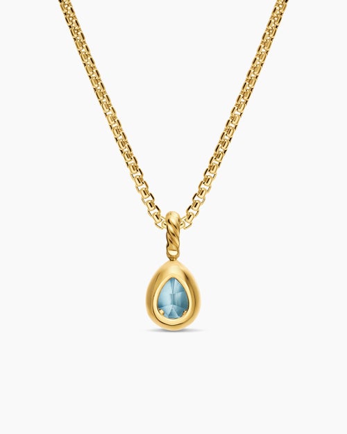 Womens Mini Pear Cut Amulet in 18K Yellow Gold with Sky Blue Topaz, 11mm