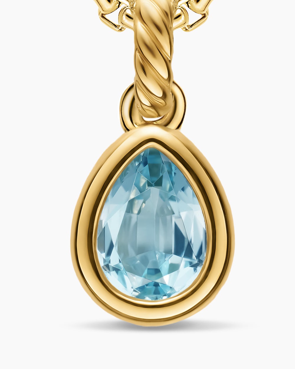 Womens Mini Pear Cut Amulet in 18K Yellow Gold with Sky Blue Topaz, 11mm