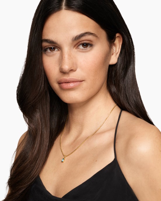 Mini Pear Cut Amulet in 18K Yellow Gold with Sky Blue Topaz, 11mm