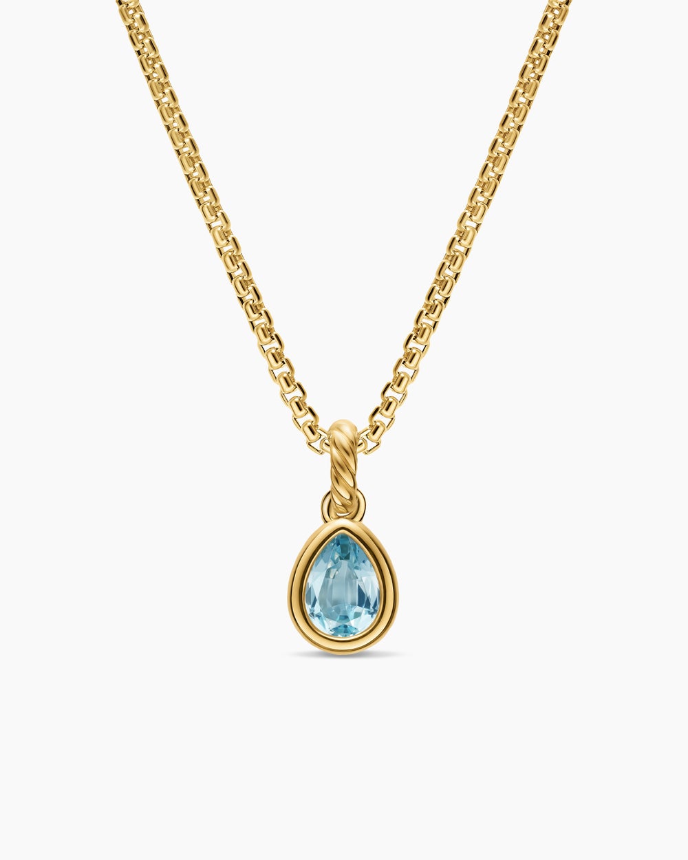Womens Mini Pear Cut Amulet in 18K Yellow Gold with Sky Blue Topaz, 11mm