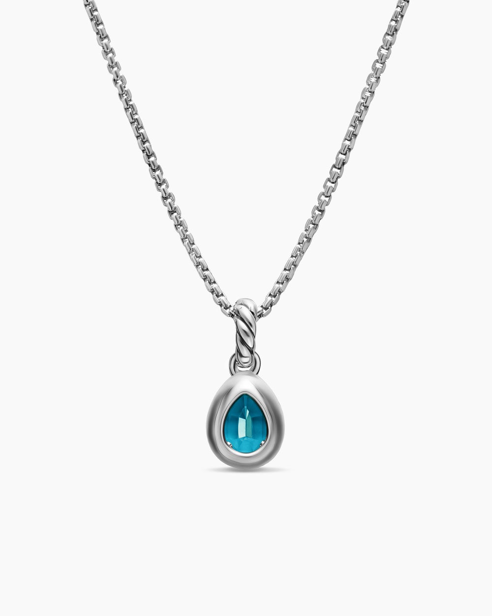 Womens Mini Pear Cut Amulet in Sterling Silver with 14K Yellow Gold and Hampton Blue Topaz, 11mm