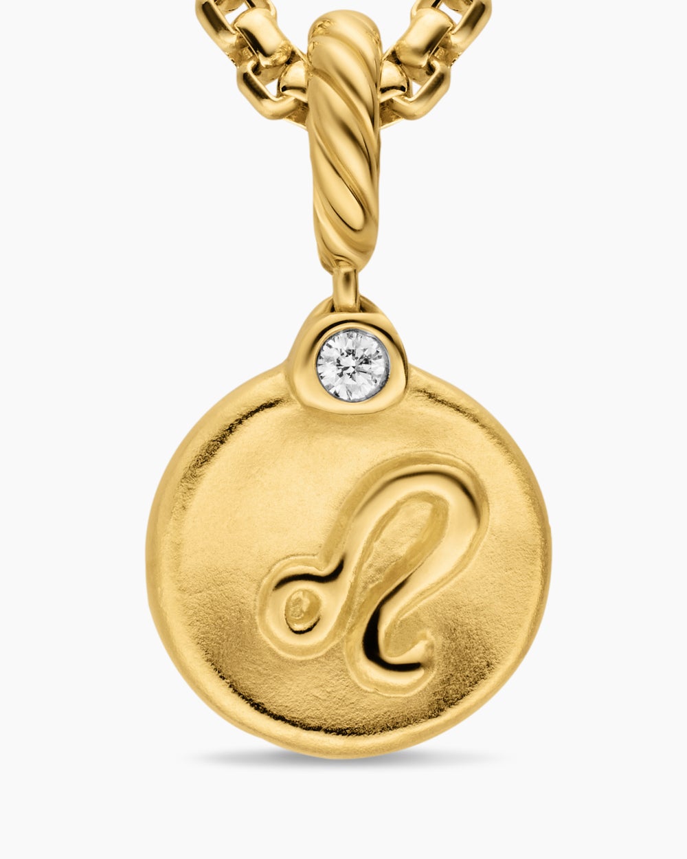 Womens Petite Leo Amulet in 18K Yellow Gold with Diamond, 10.4mm
