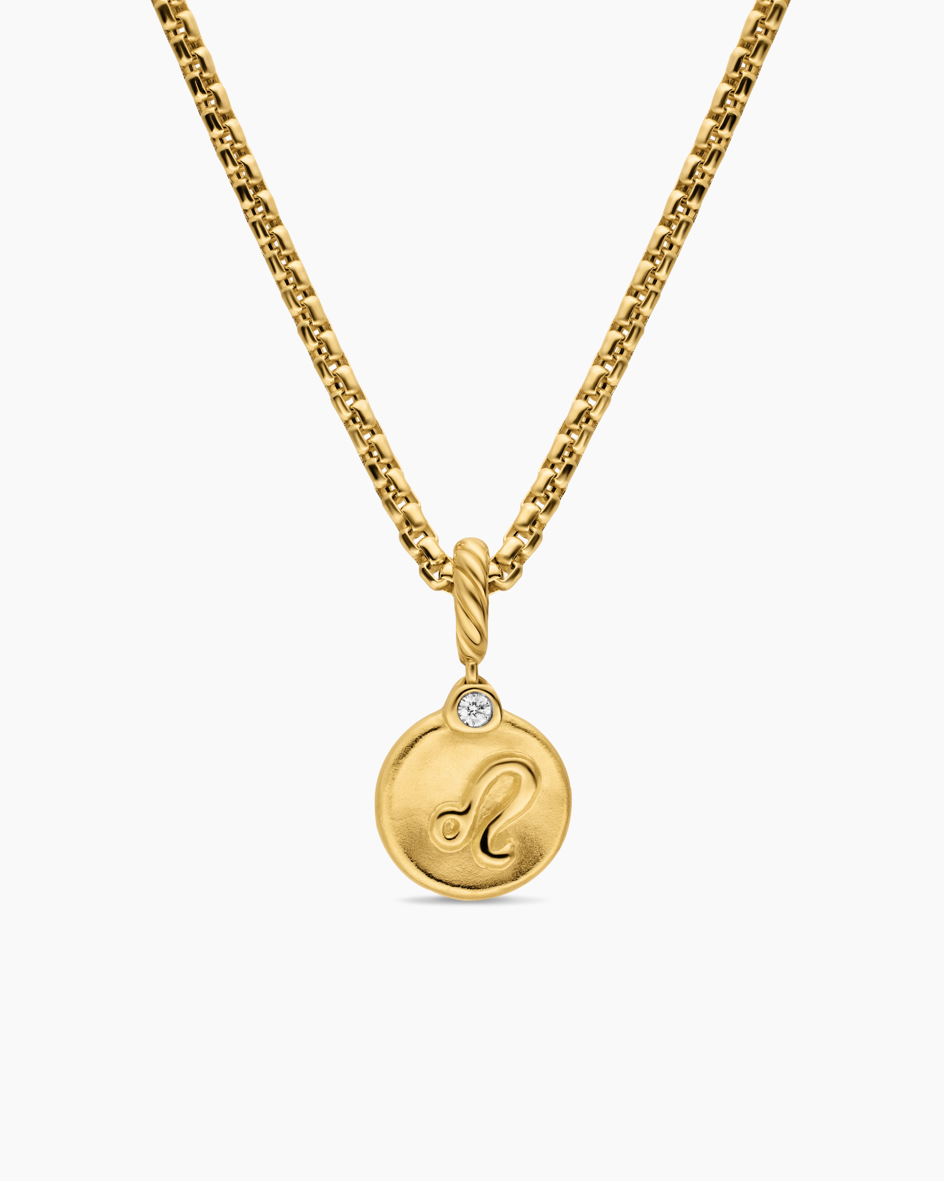 Womens Petite Leo Amulet in 18K Yellow Gold with Diamond, 10.4mm