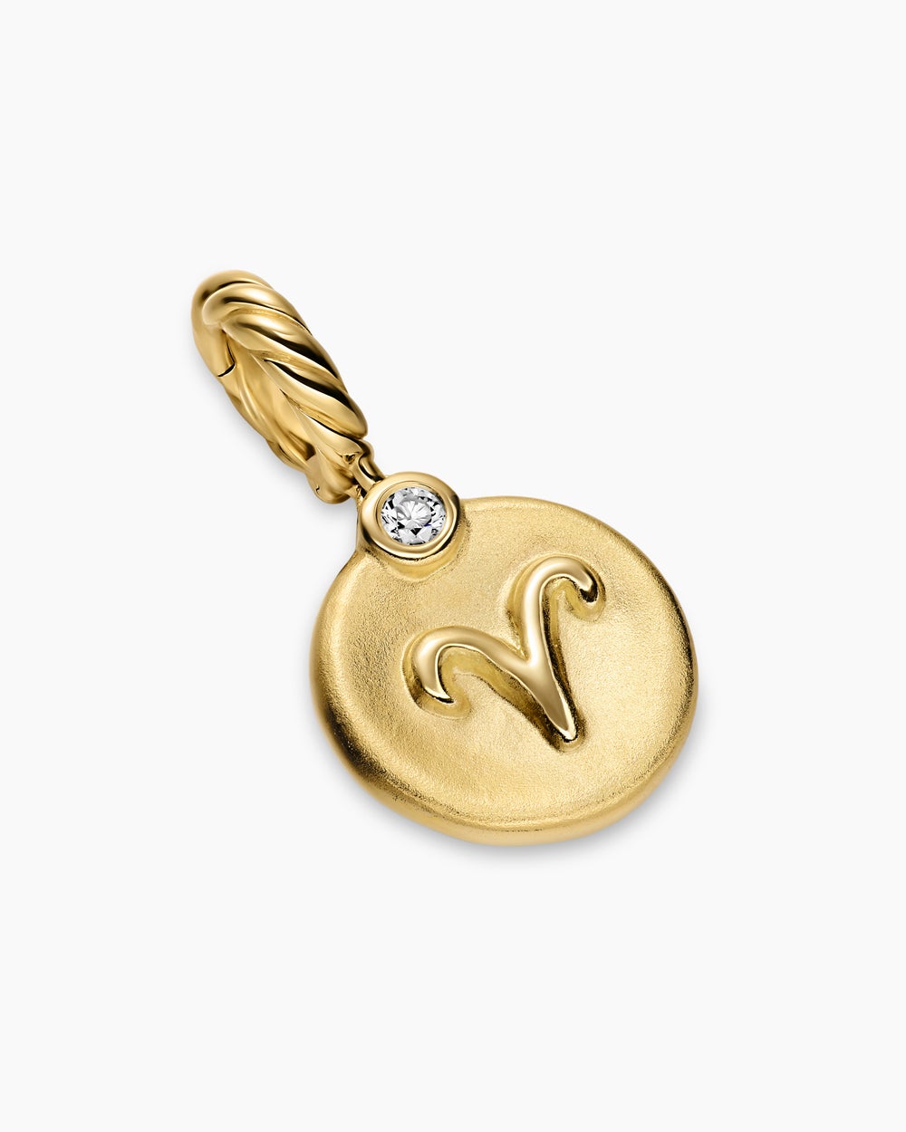 Womens Petite Aries Amulet in 18K Yellow Gold with Diamond, 10.4mm
