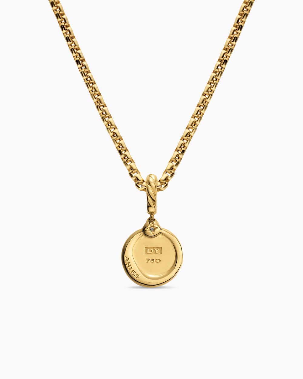 Womens Petite Aries Amulet in 18K Yellow Gold with Diamond, 10.4mm