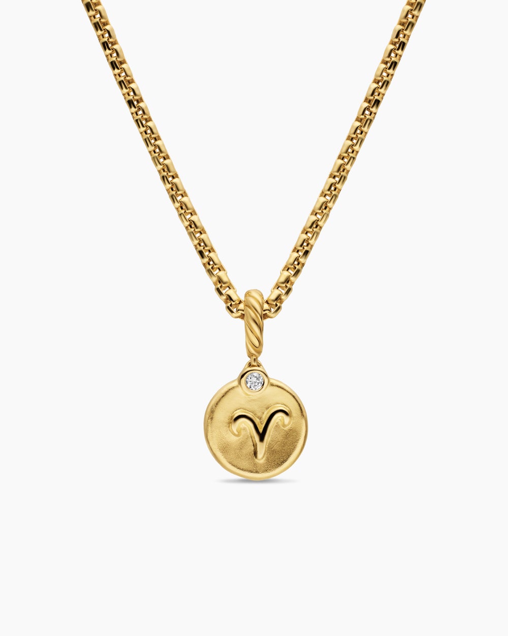 Womens Petite Aries Amulet in 18K Yellow Gold with Diamond, 10.4mm