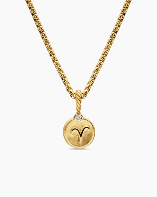 Petite Aries Amulet in 18K Yellow Gold with Diamond, 10.4mm