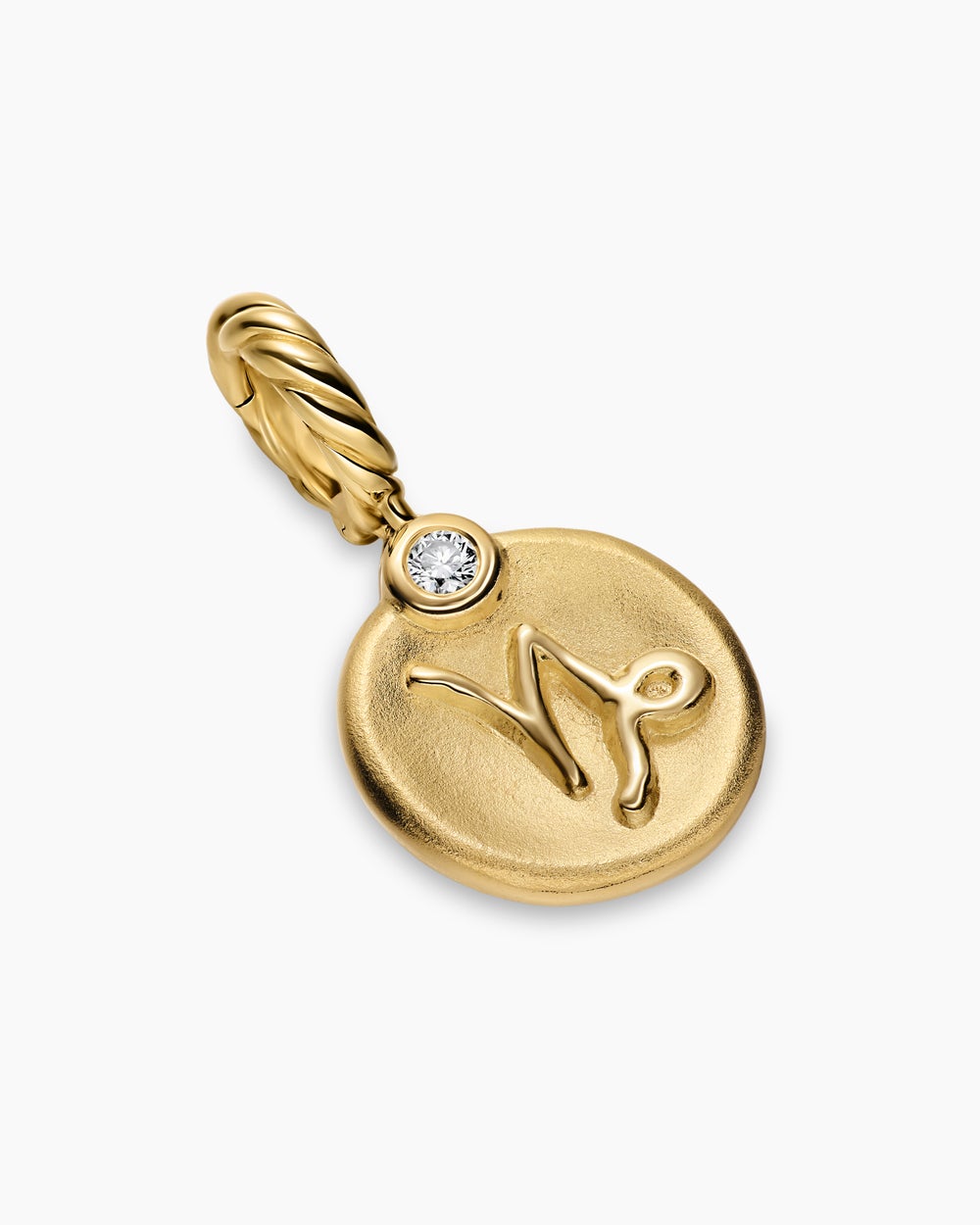 Womens Petite Capricorn Amulet in 18K Yellow Gold with Diamond, 10.4mm