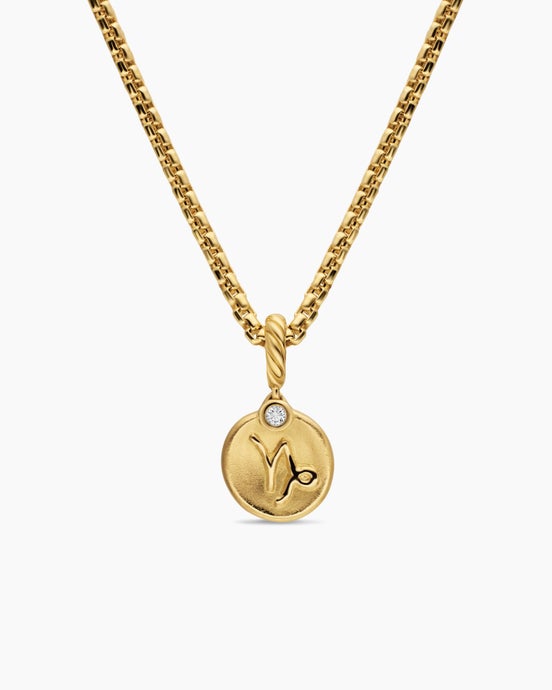 Petite Capricorn Amulet in 18K Yellow Gold with Diamond, 10.4mm