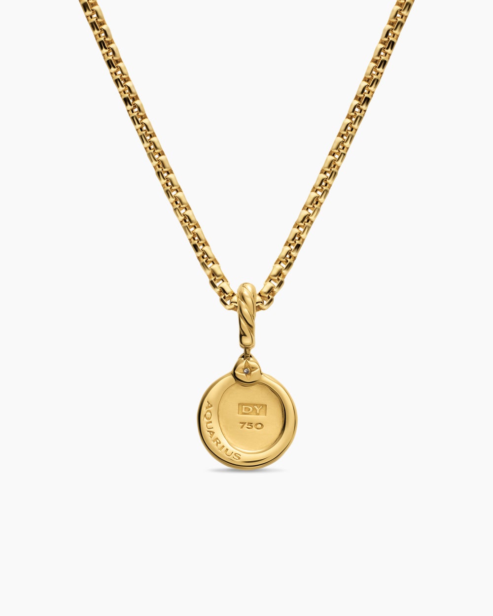 Womens Petite Aquarius Amulet in 18K Yellow Gold with Diamond, 10.4mm