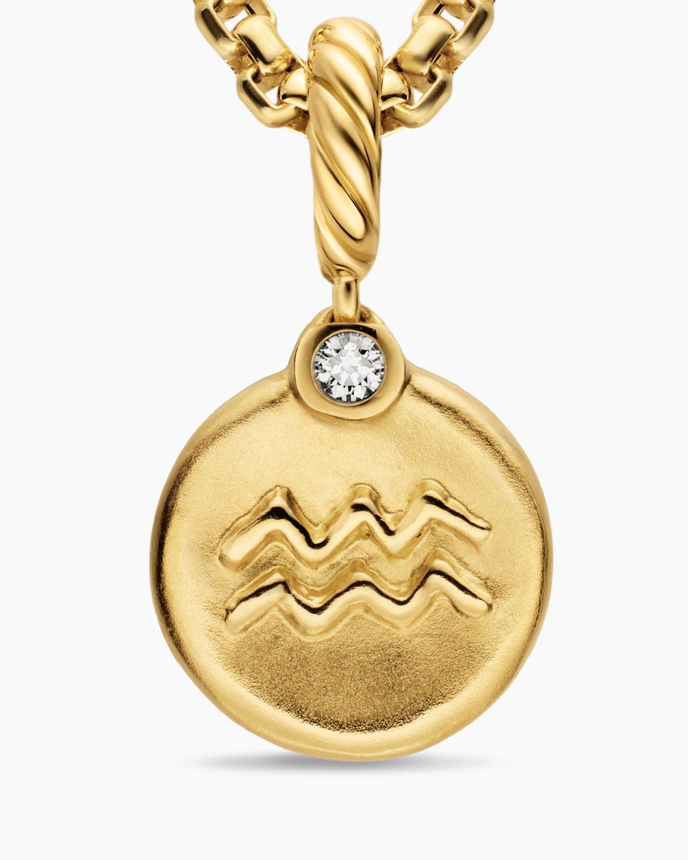 Womens Petite Aquarius Amulet in 18K Yellow Gold with Diamond, 10.4mm