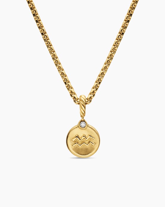 Petite Aquarius Amulet in 18K Yellow Gold with Diamond, 10.4mm