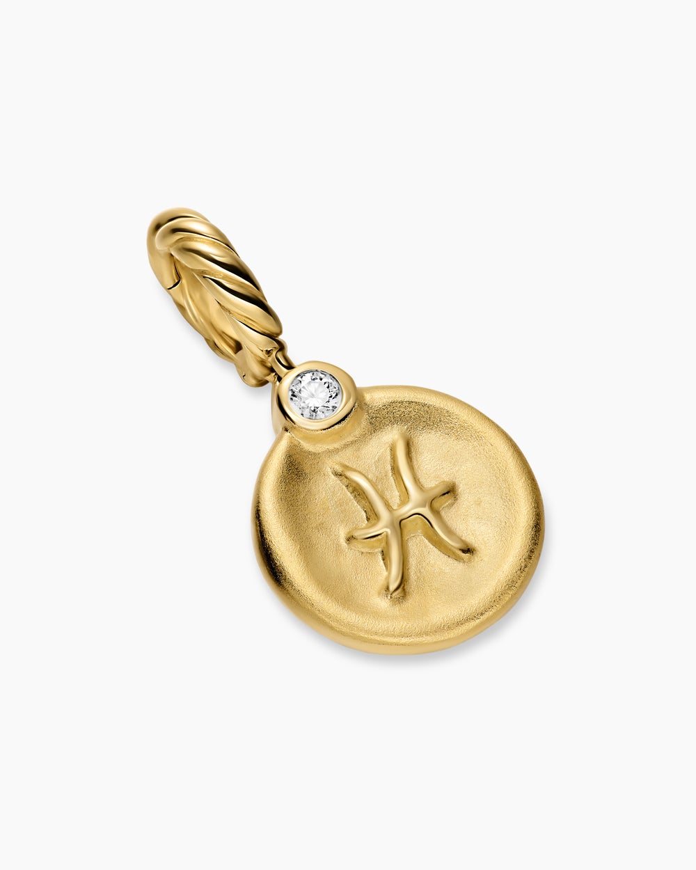 Womens Petite Pisces Amulet in 18K Yellow Gold with Diamond, 10.4mm