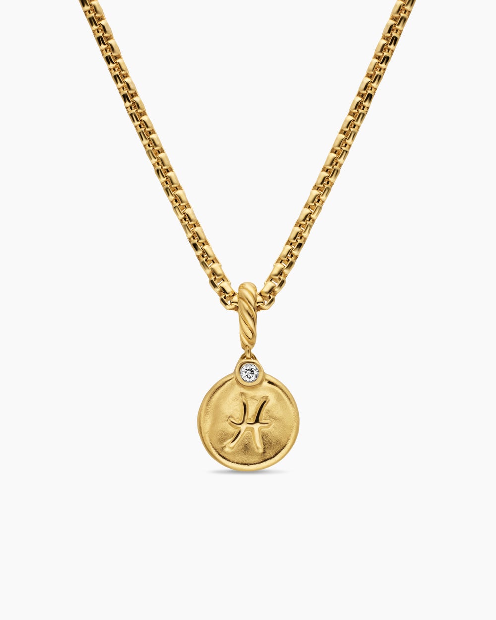 Womens Petite Pisces Amulet in 18K Yellow Gold with Diamond, 10.4mm