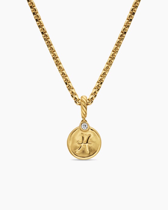 Petite Pisces Amulet in 18K Yellow Gold with Diamond, 10.4mm