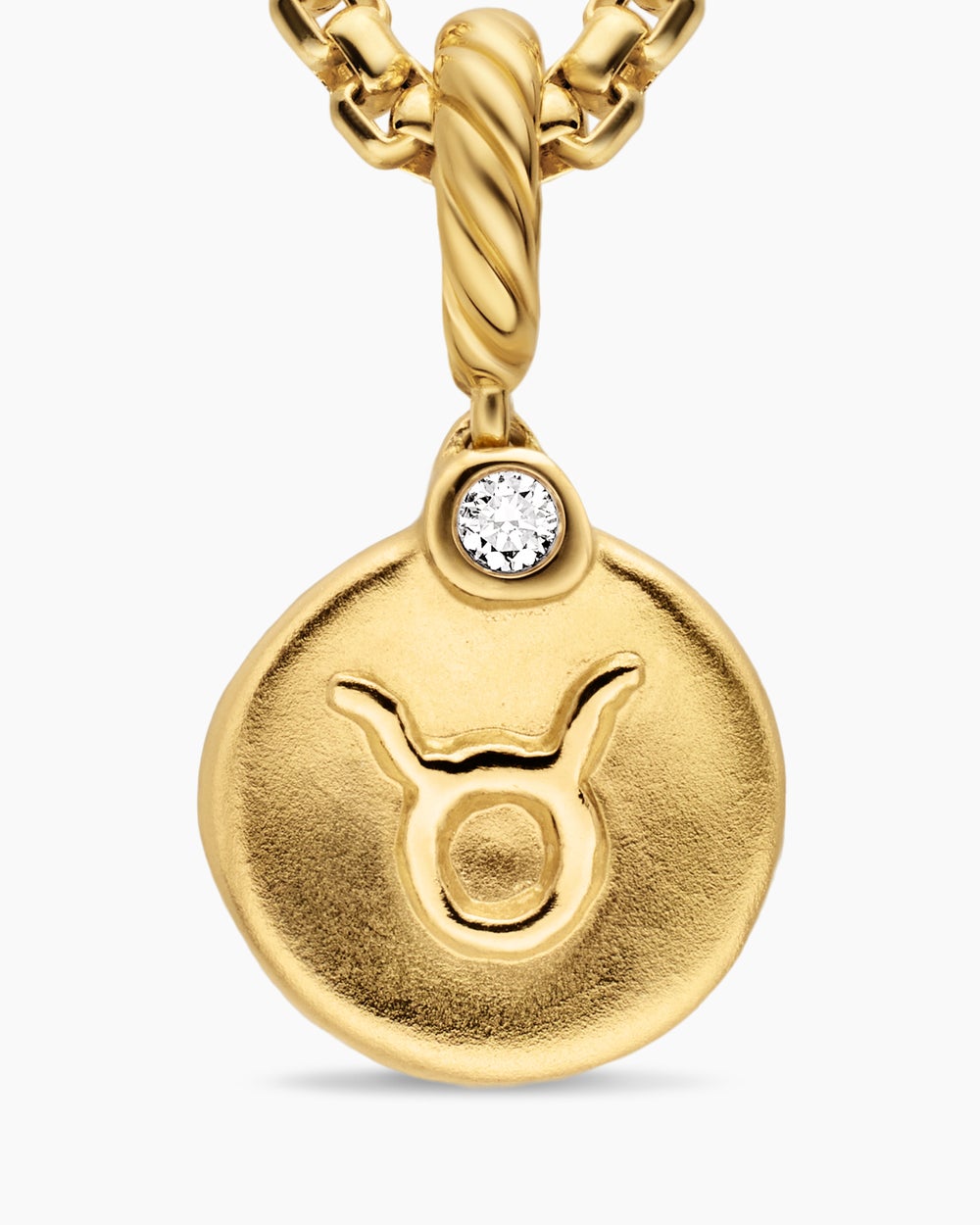 Womens Petite Taurus Amulet in 18K Yellow Gold with Diamond, 10.4mm