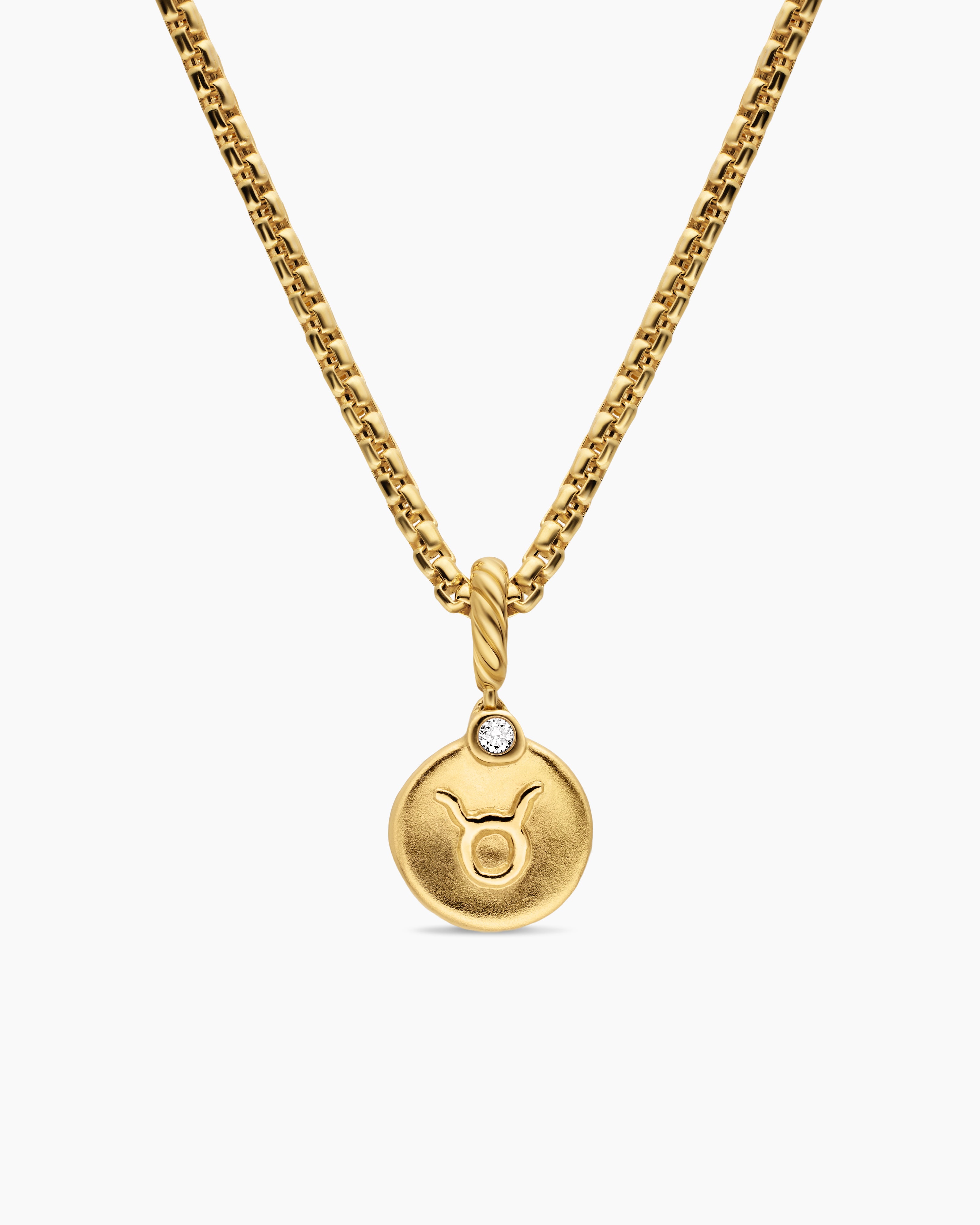 Womens Petite Taurus Amulet in 18K Yellow Gold with Diamond, 10.4mm