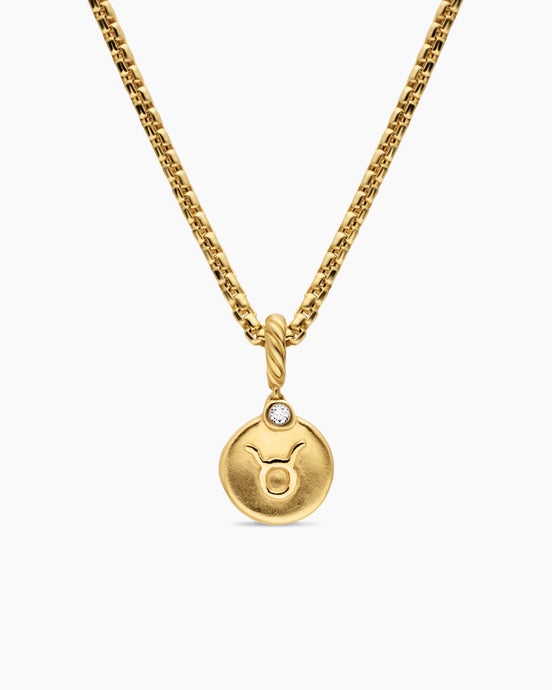 Petite Taurus Amulet in 18K Yellow Gold with Diamond, 10.4mm