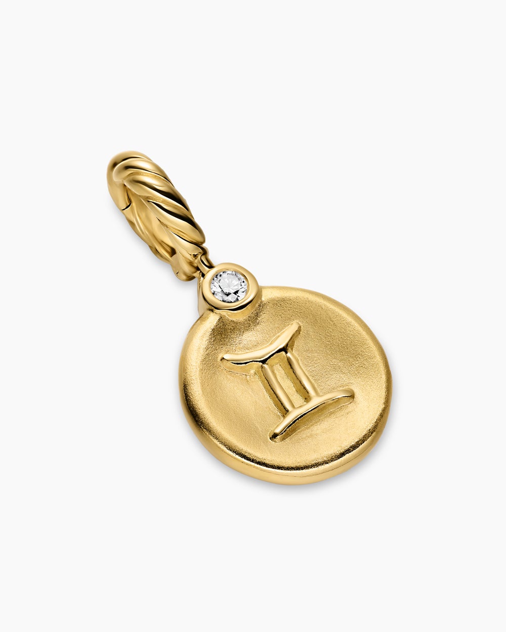 Womens Petite Gemini Amulet in 18K Yellow Gold with Diamond, 10.4mm
