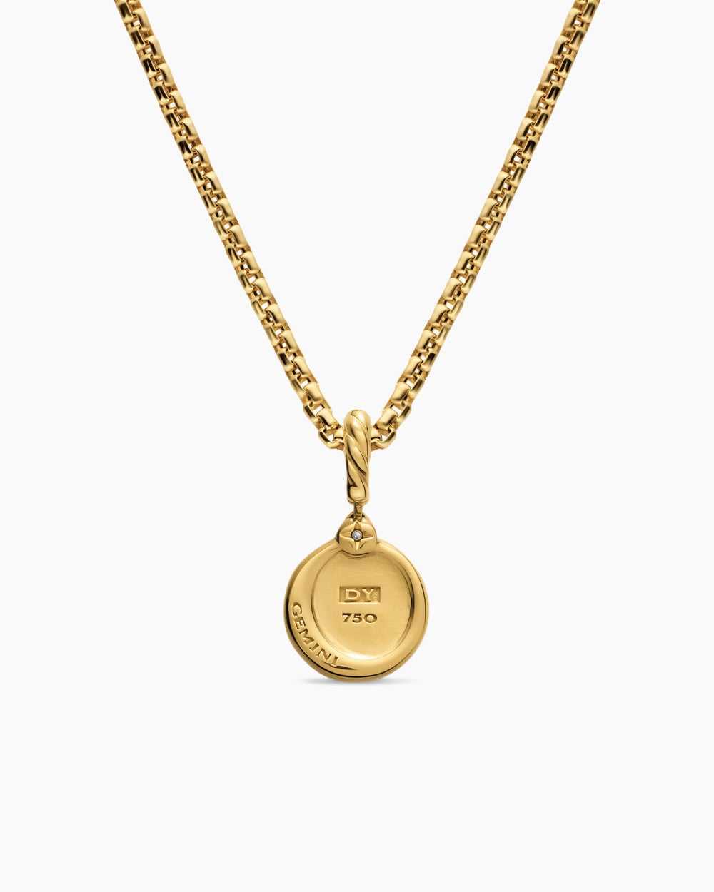 Womens Petite Gemini Amulet in 18K Yellow Gold with Diamond, 10.4mm