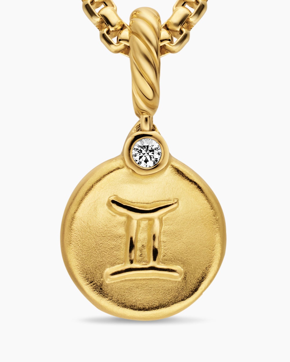 Womens Petite Gemini Amulet in 18K Yellow Gold with Diamond, 10.4mm