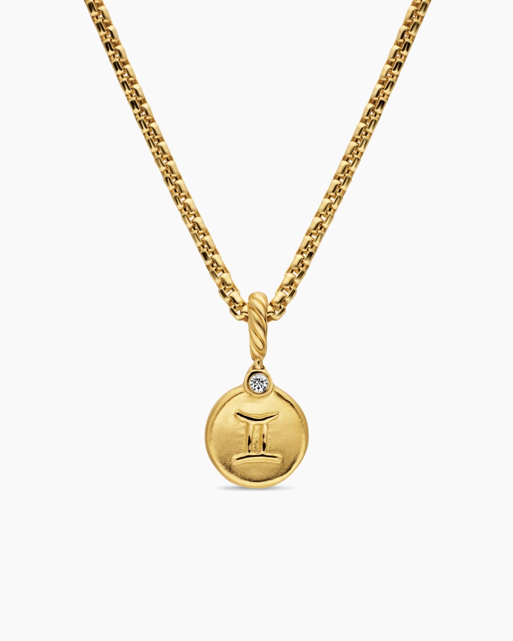 Womens Petite Gemini Amulet in 18K Yellow Gold with Diamond, 10.4mm