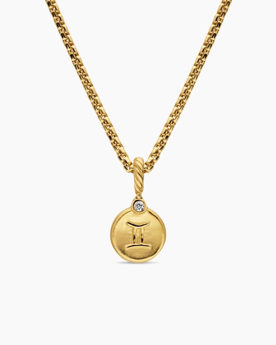 Petite Gemini Amulet in 18K Yellow Gold with Diamond, 10.4mm
