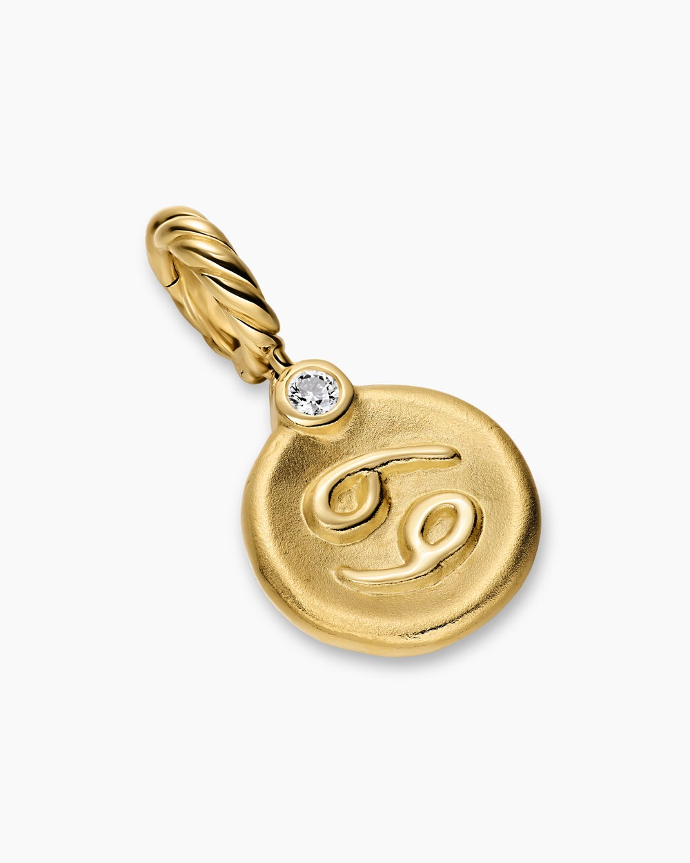 Womens Petite Cancer Amulet in 18K Yellow Gold with Diamond, 10.4mm