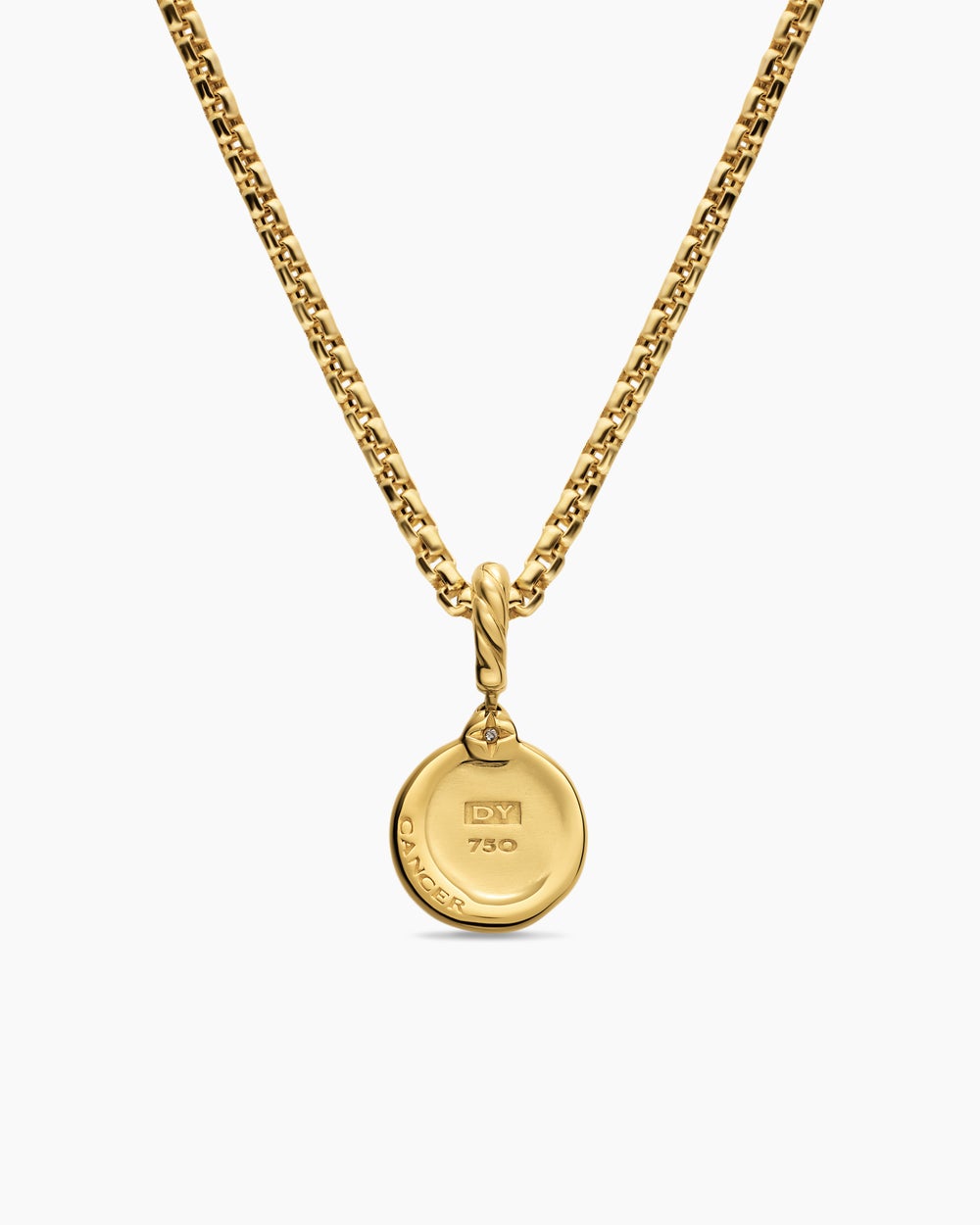 Womens Petite Cancer Amulet in 18K Yellow Gold with Diamond, 10.4mm