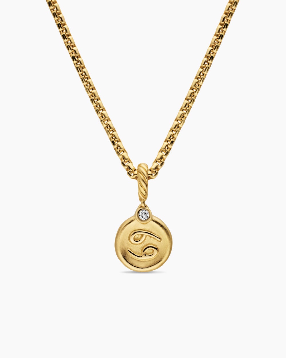 Womens Petite Cancer Amulet in 18K Yellow Gold with Diamond, 10.4mm