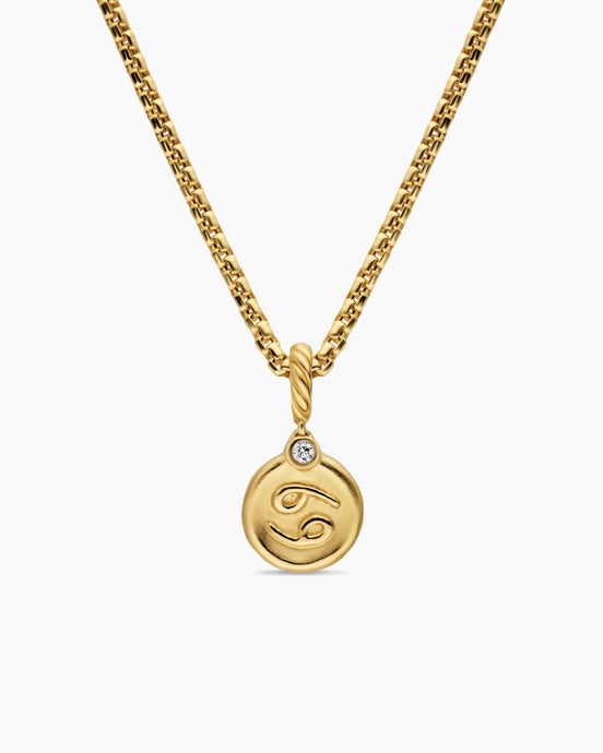 Petite Cancer Amulet in 18K Yellow Gold with Diamond, 10.4mm