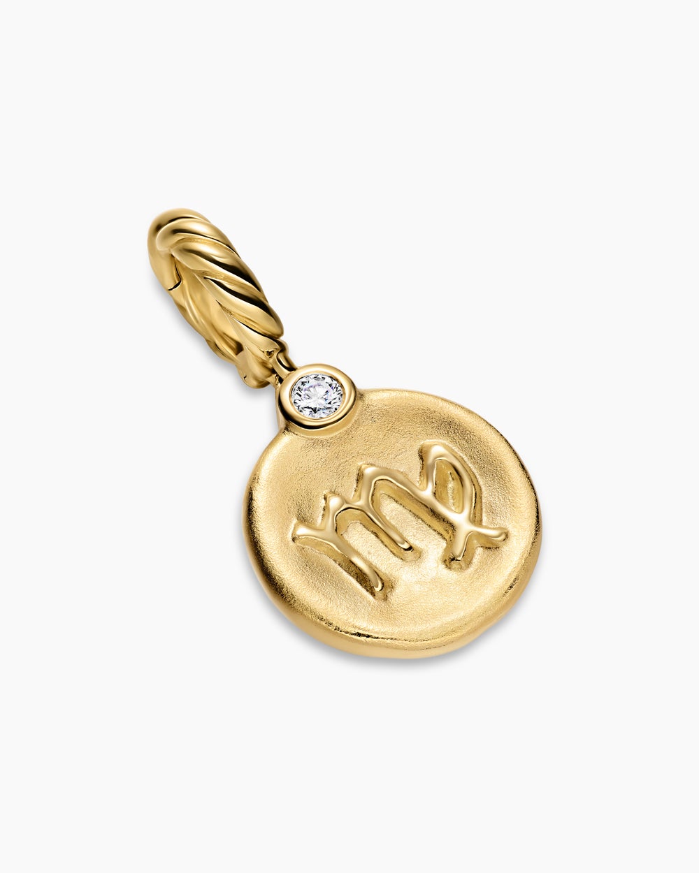 Womens Petite Virgo Amulet in 18K Yellow Gold with Diamond, 10.4mm