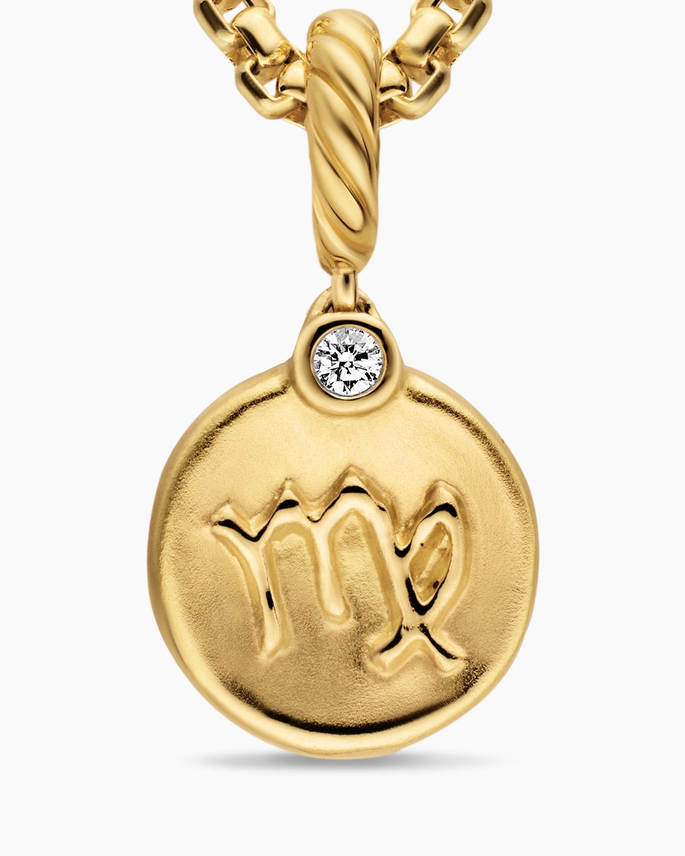Womens Petite Virgo Amulet in 18K Yellow Gold with Diamond, 10.4mm
