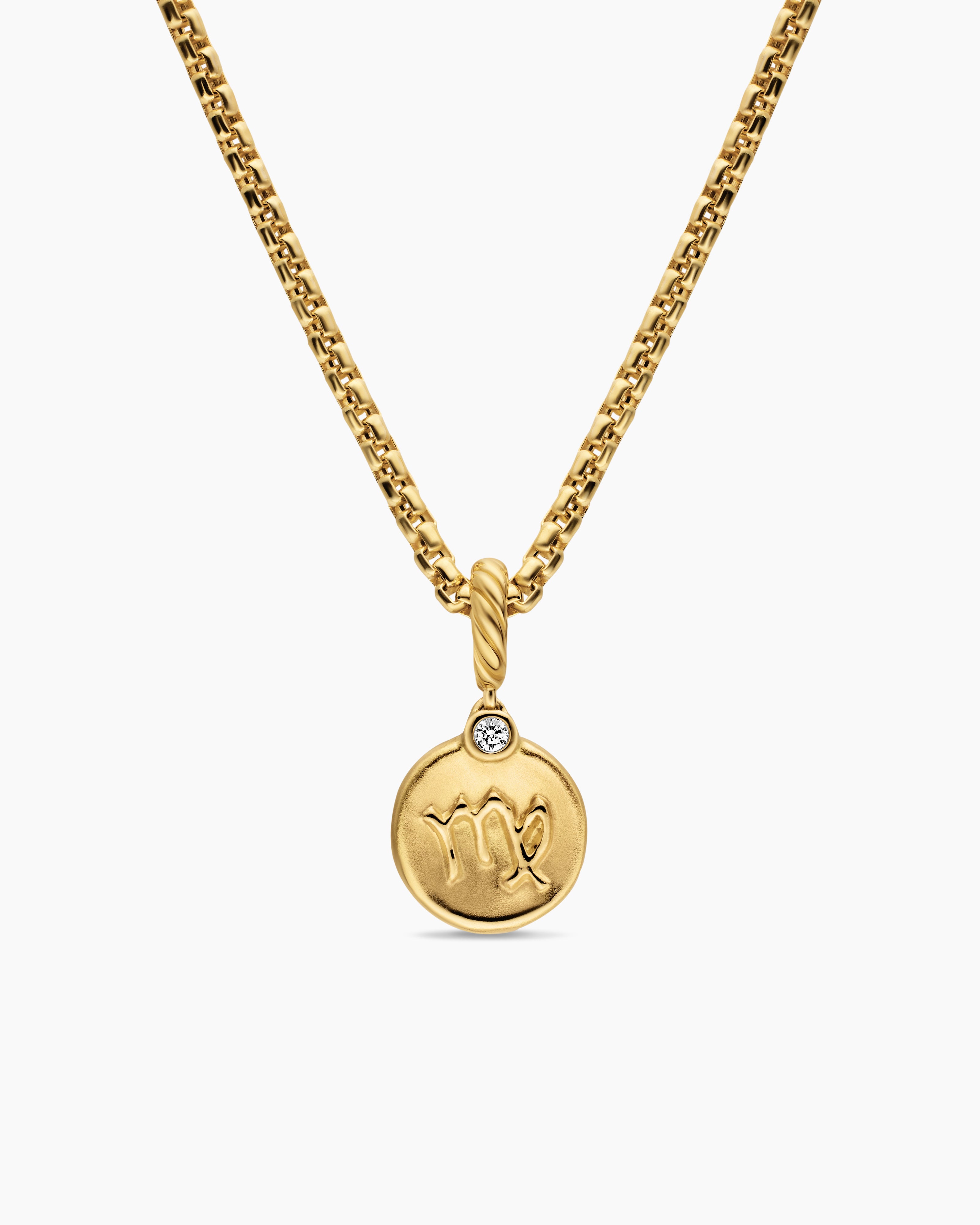 Womens Petite Virgo Amulet in 18K Yellow Gold with Diamond, 10.4mm