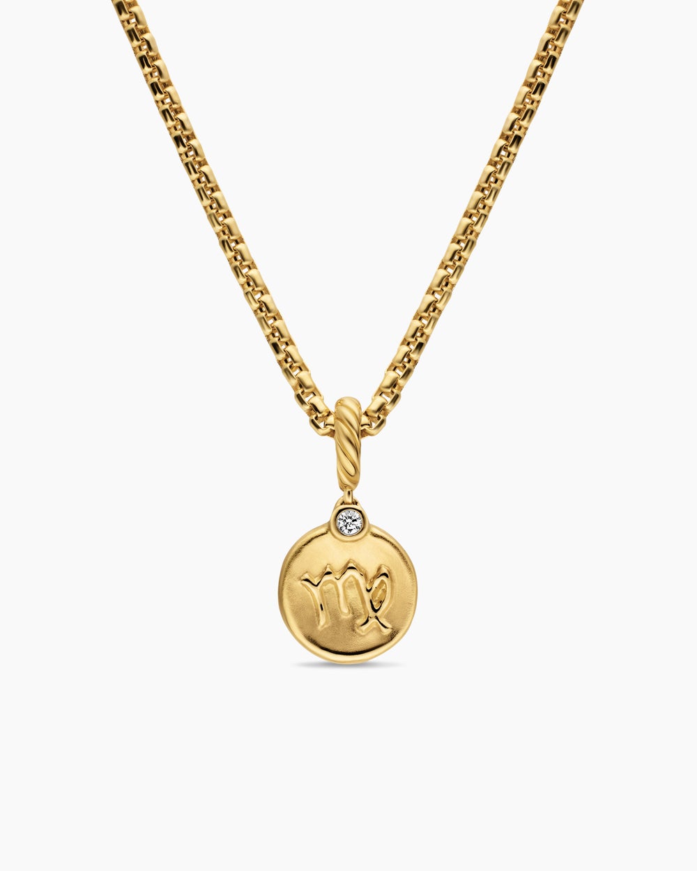Womens Petite Virgo Amulet in 18K Yellow Gold with Diamond, 10.4mm